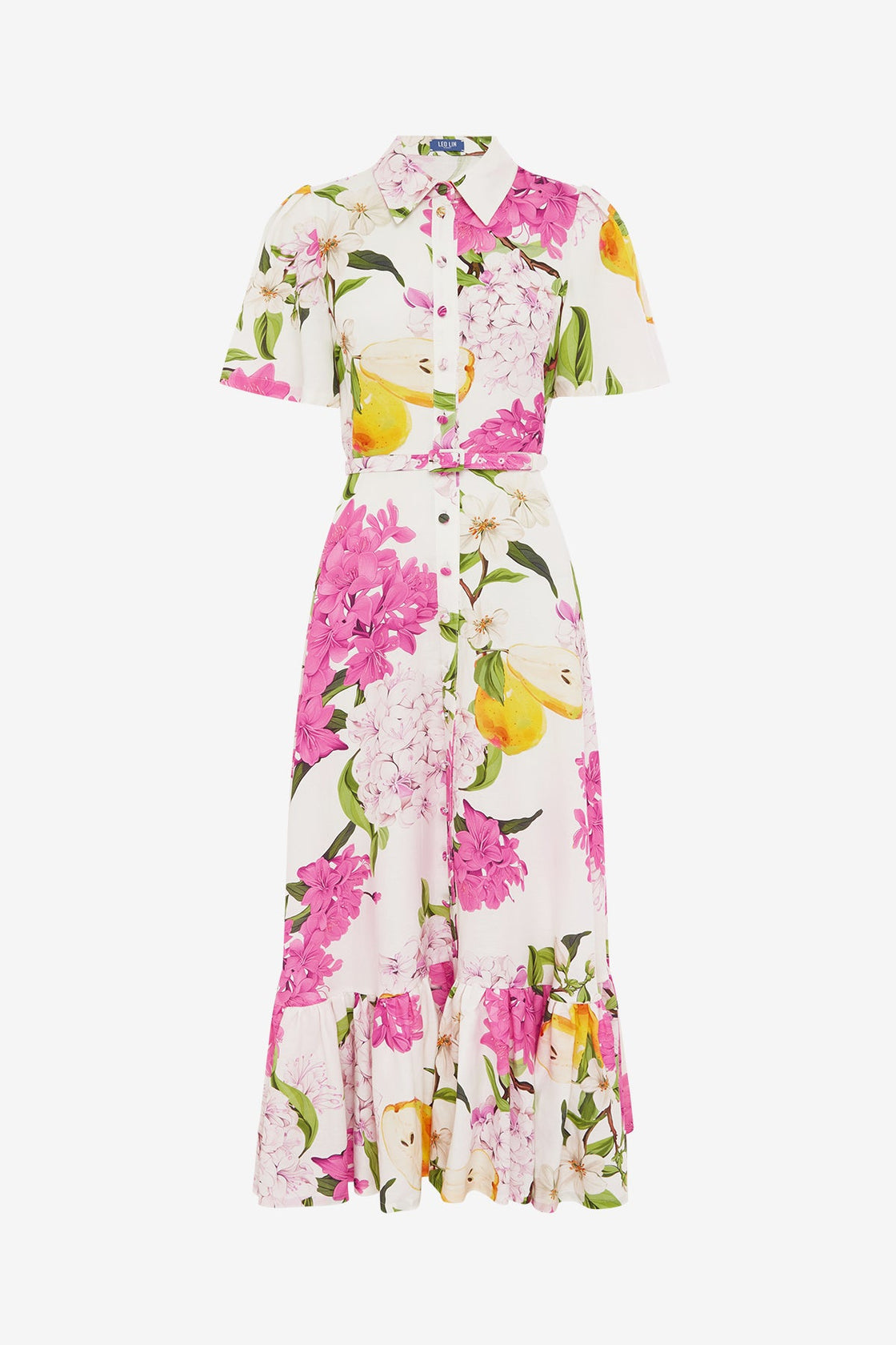 Exclusive LEO LIN Becca Short Sleeve Midi Dress - Floral Pear Print