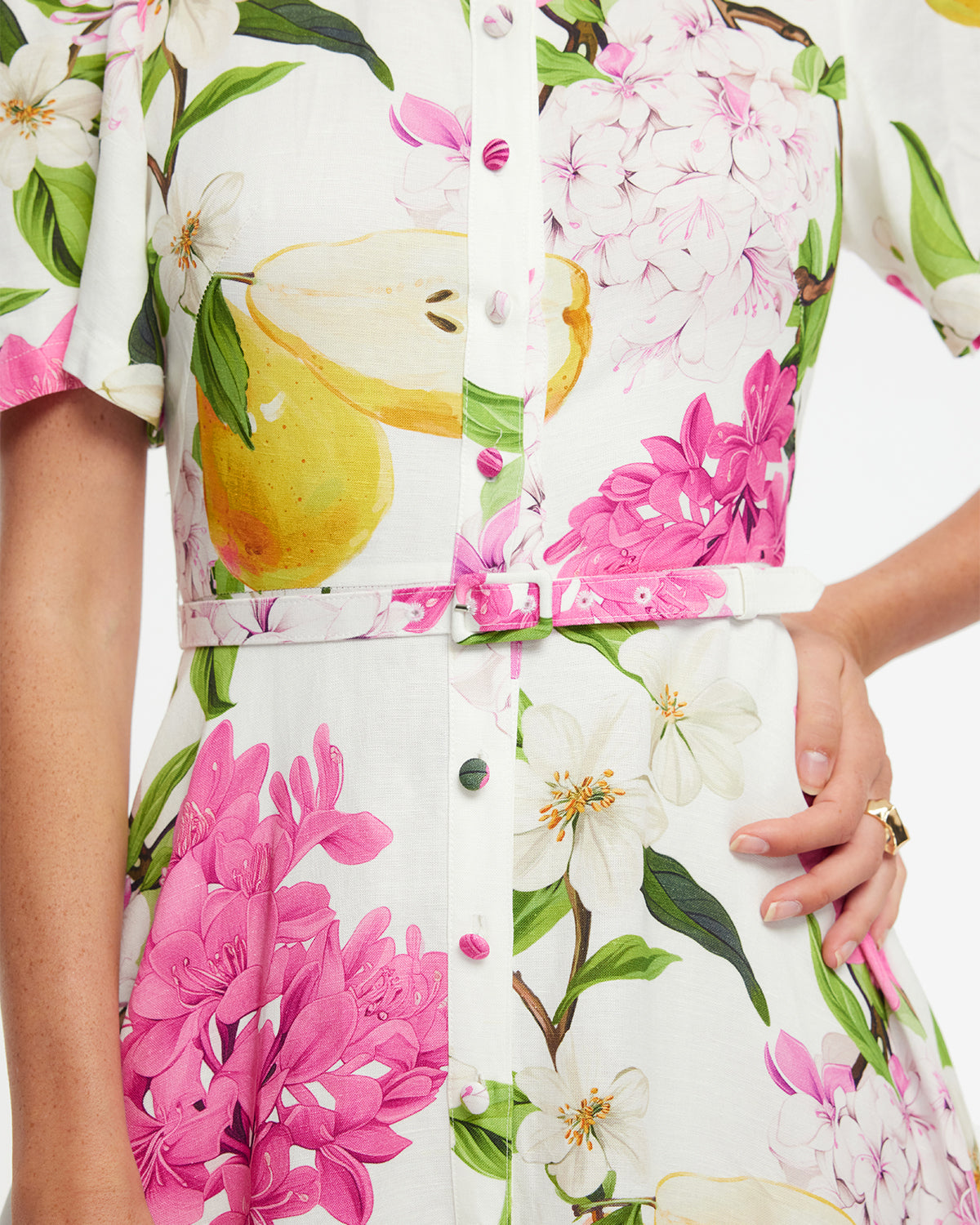 Becca Short Sleeve Midi Dress - Floral Pear Print LEO LIN Becca Short Sleeve Midi Dress - Floral Pear Print LEO LIN