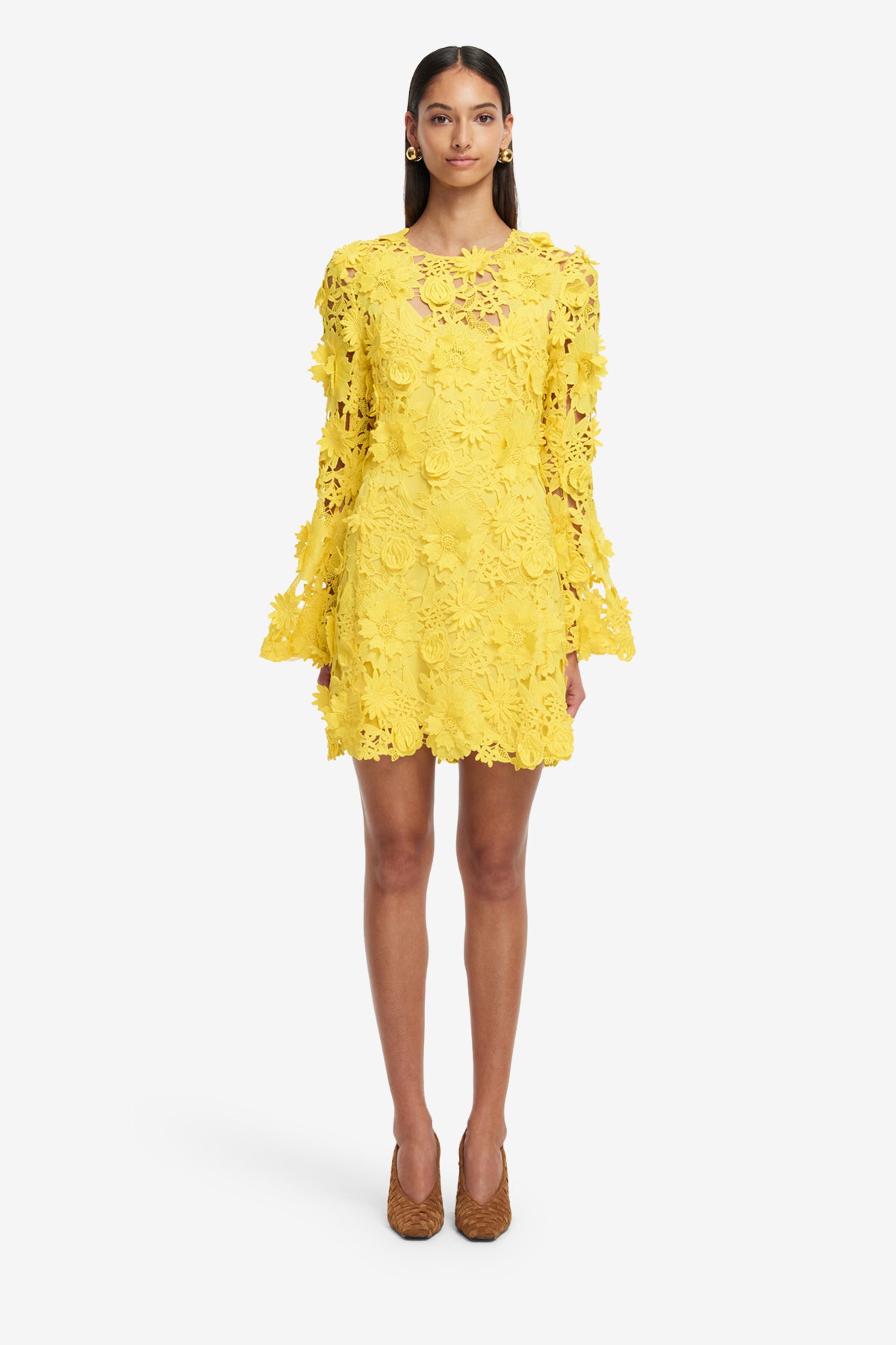 Suzanne Lace Bell Sleeve Mini Dress - Sunshine – LEO LIN