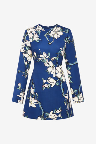 Exclusive LEO LIN Aliza Long Sleeve Petal Mini Dress - Midnight Magnolia Print