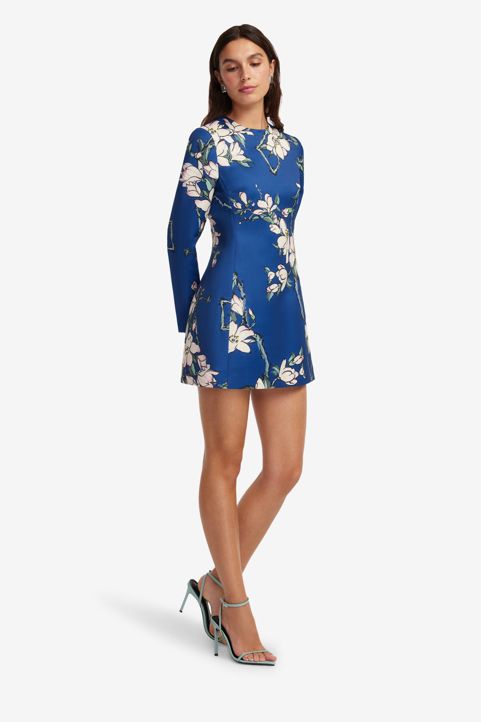 Exclusive LEO LIN Aliza Long Sleeve Petal Mini Dress - Midnight Magnolia Print