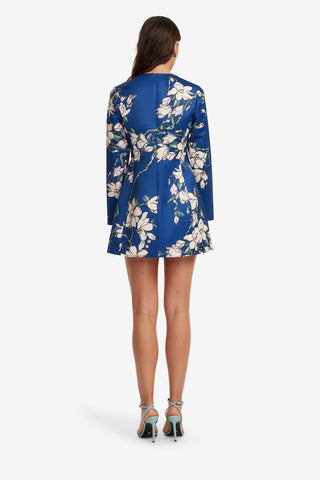 Exclusive LEO LIN Aliza Long Sleeve Petal Mini Dress - Midnight Magnolia Print