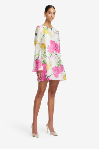 Exclusive LEO LIN Suzanne Bell Sleeve Mini Dress - Floral Pear Print