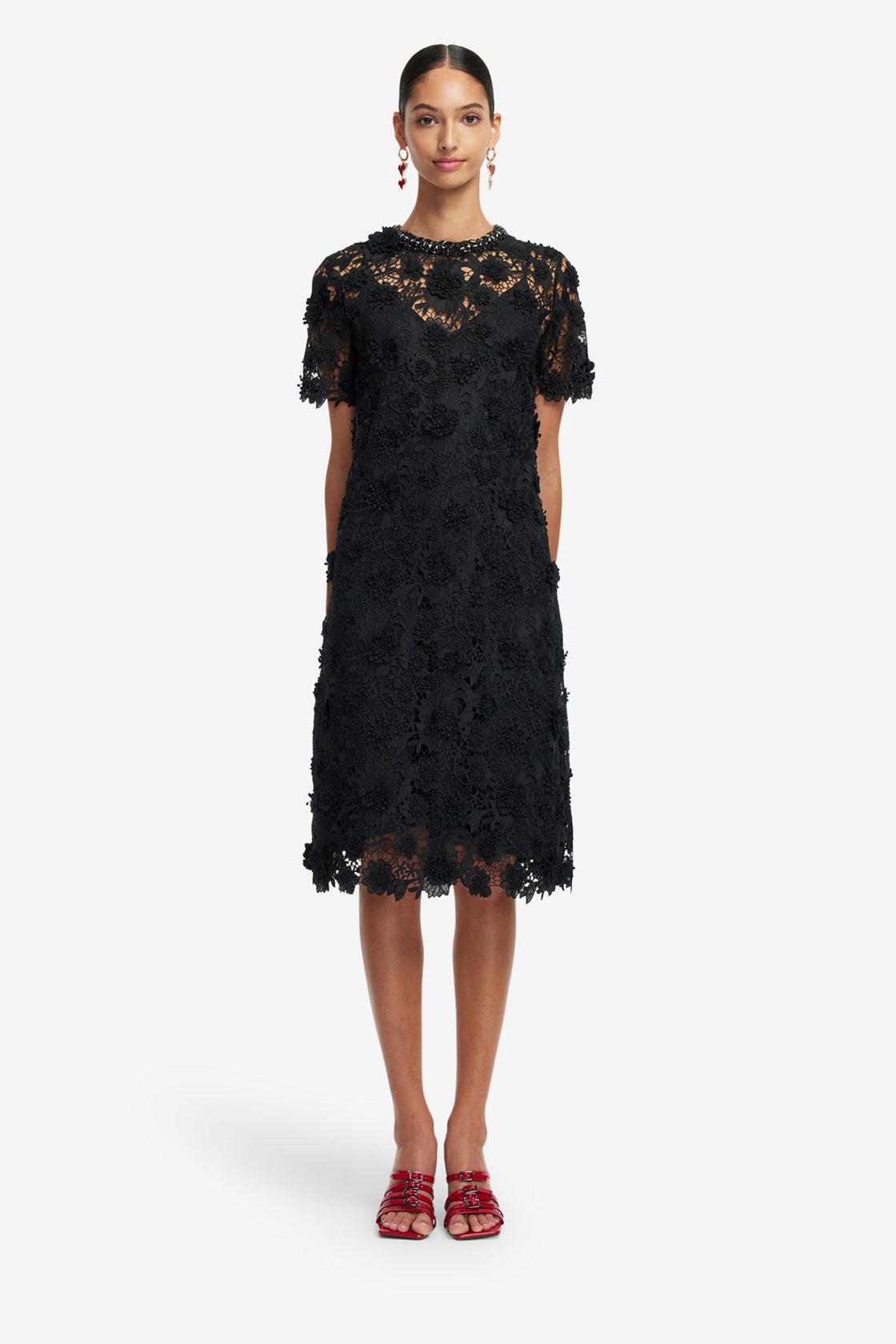 Exclusive LEO LIN Sheridan Lace Midi Dress - Ebony