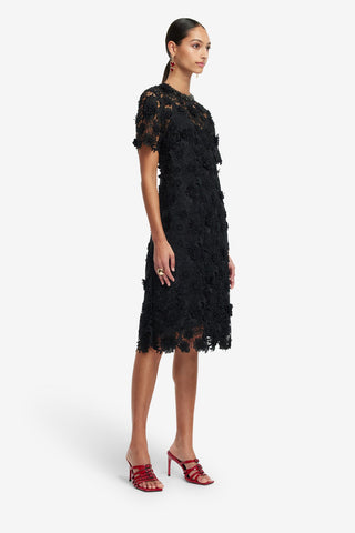 Exclusive LEO LIN Sheridan Lace Midi Dress - Ebony