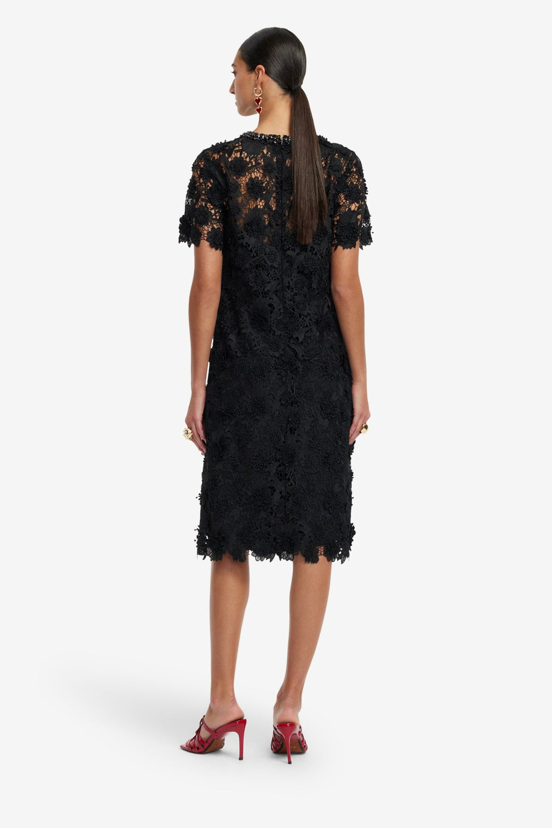 Exclusive LEO LIN Sheridan Lace Midi Dress - Ebony