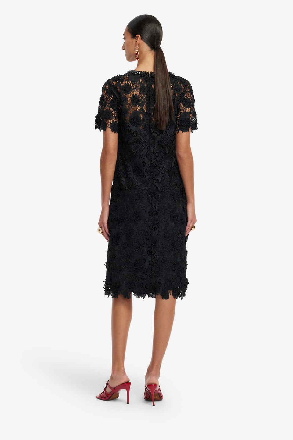 Exclusive LEO LIN Sheridan Lace Midi Dress - Ebony