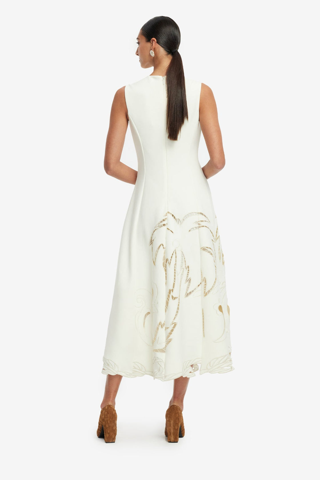 Exclusive LEO LIN Cleo Applique Sleeveless Midi Dress - Vanilla