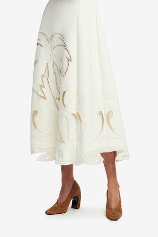 Exclusive LEO LIN Cleo Applique Sleeveless Midi Dress - Vanilla