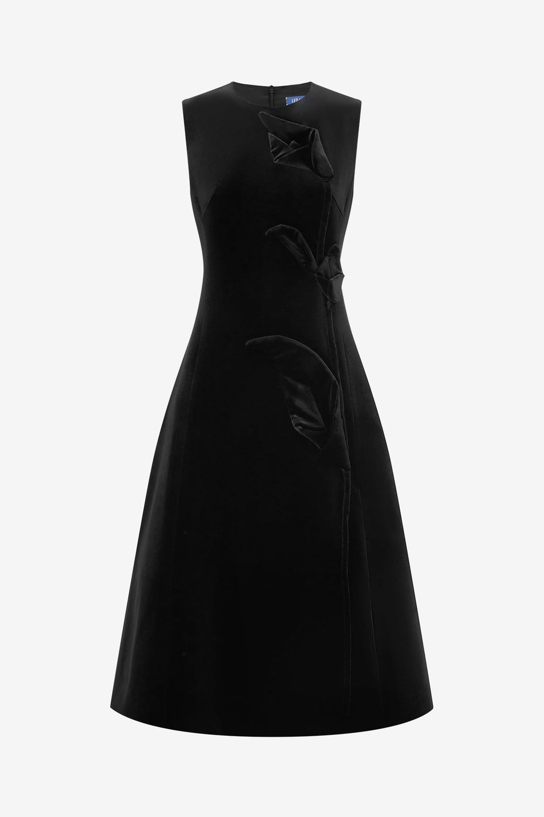 Exclusive LEO LIN Cleo Velvet Sleeveless Midi Dress - Ebony