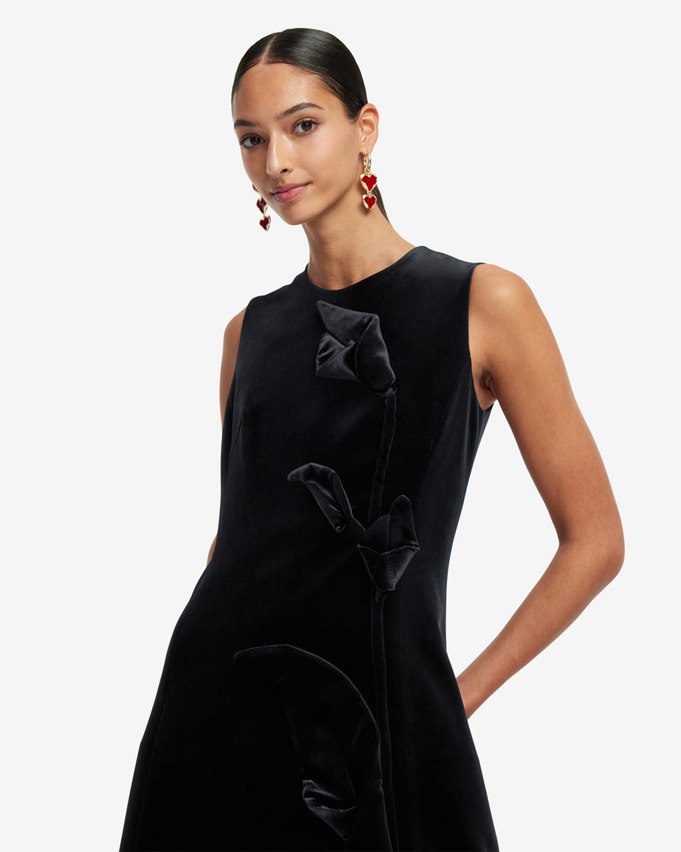 Exclusive LEO LIN Cleo Velvet Sleeveless Midi Dress - Ebony