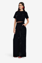Elisha Velvet Wide Leg Pants - Ebony Pants