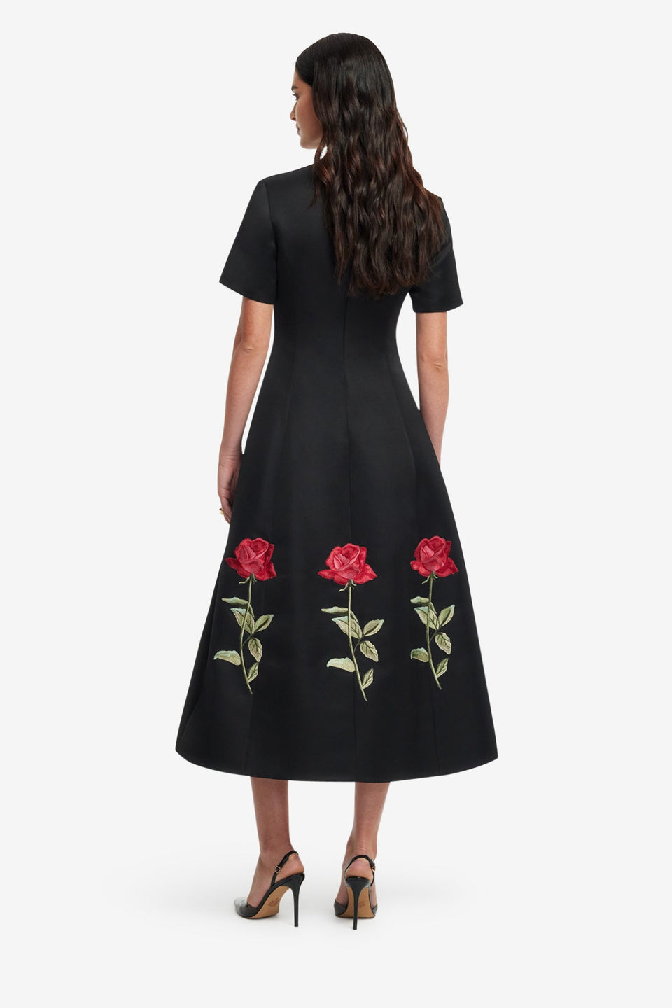 Exclusive LEO LIN Caroline Embellished Rose Midi Dress - Ebony