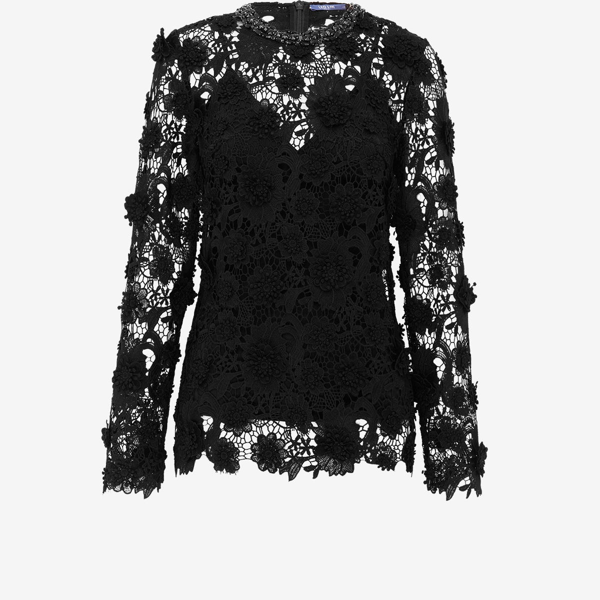 Ines Lace Embellished Top - Ebony – LEO LIN