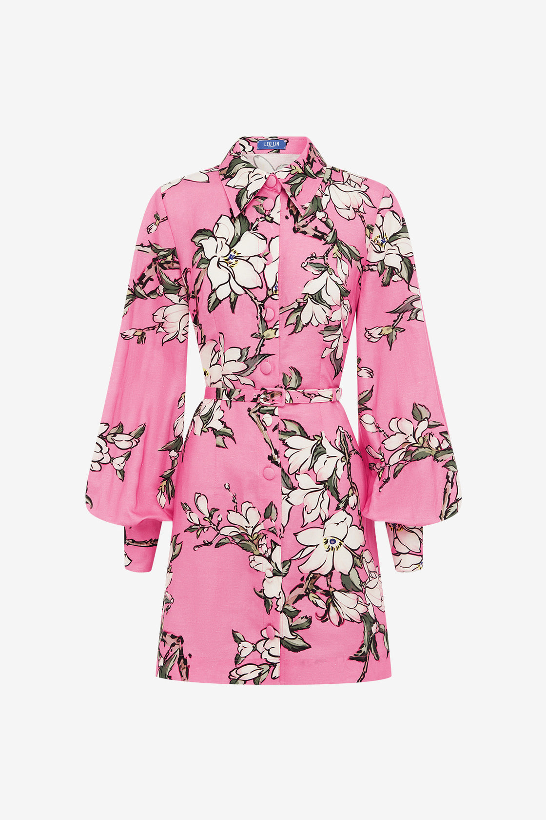 leo lin pink dress Luminous Linen Mini Dress