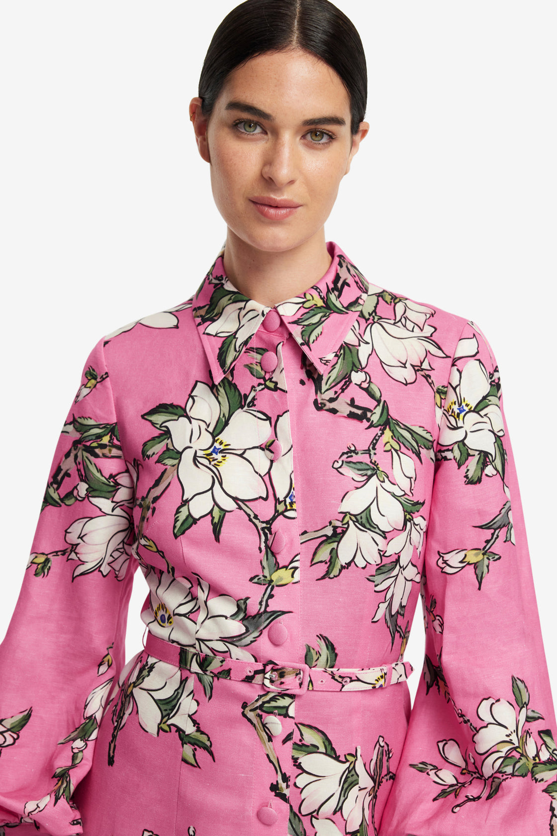 leo lin pink mini dress LEO LIN - Aliza Long Sleeve Petal Mini Dress