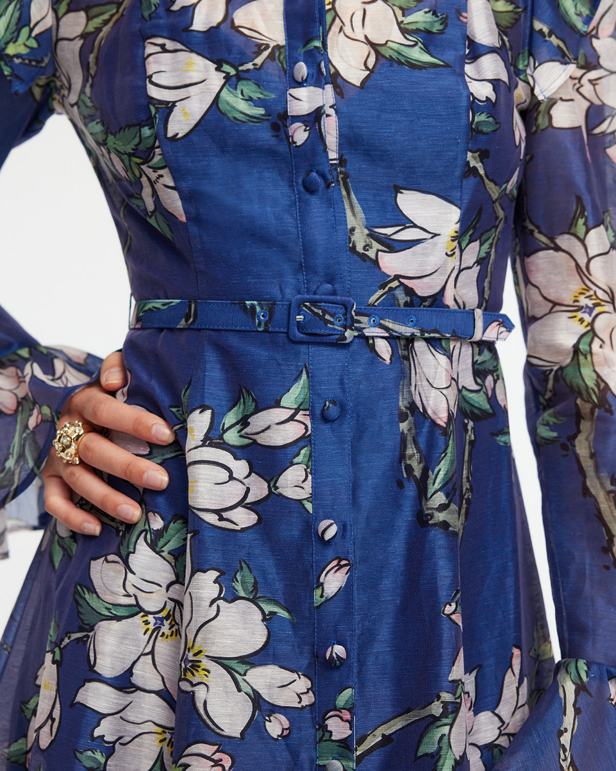 leo lin katrina petal butterfly sleeve linen blend midi dress Leo Lin Katra Petal Butterfly-sleeve Linen Blend Midi Dress