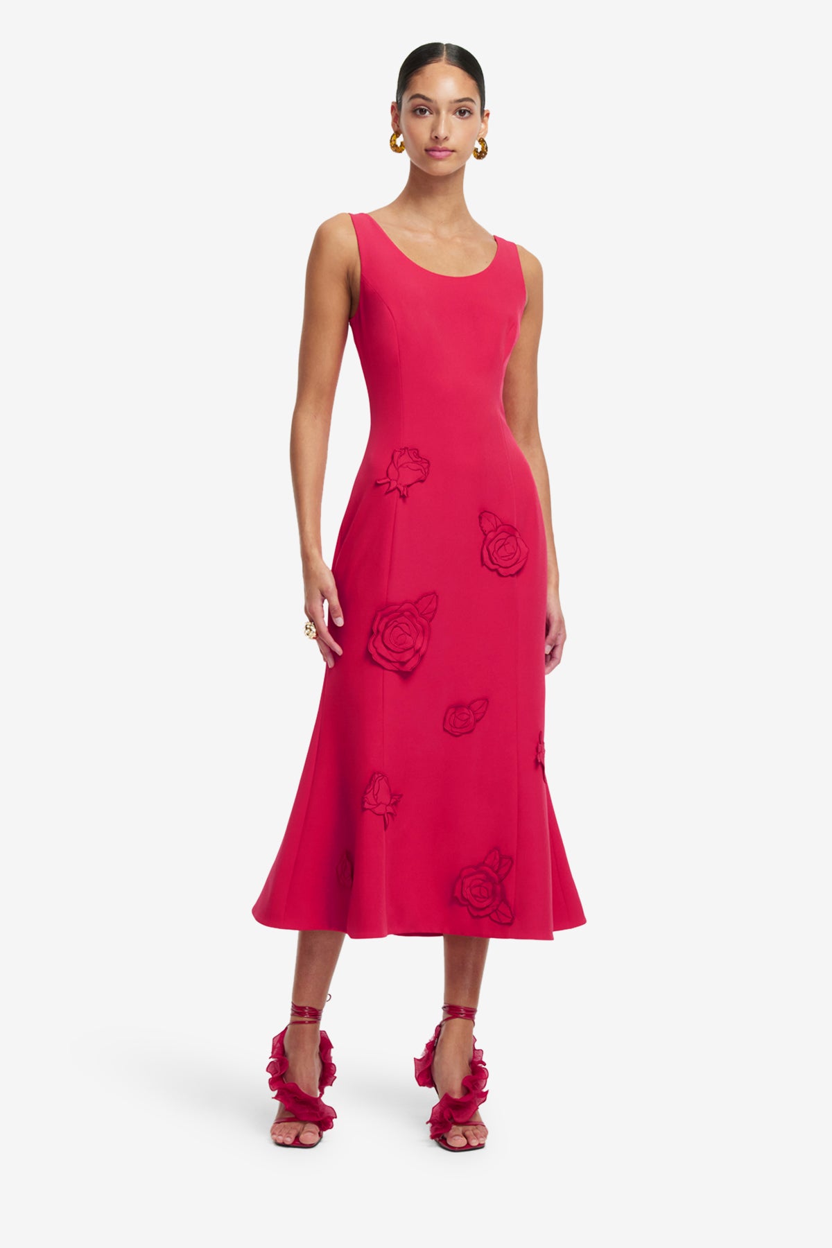 Emily Appliqué Midi Dress - Scarlet – LEO LIN