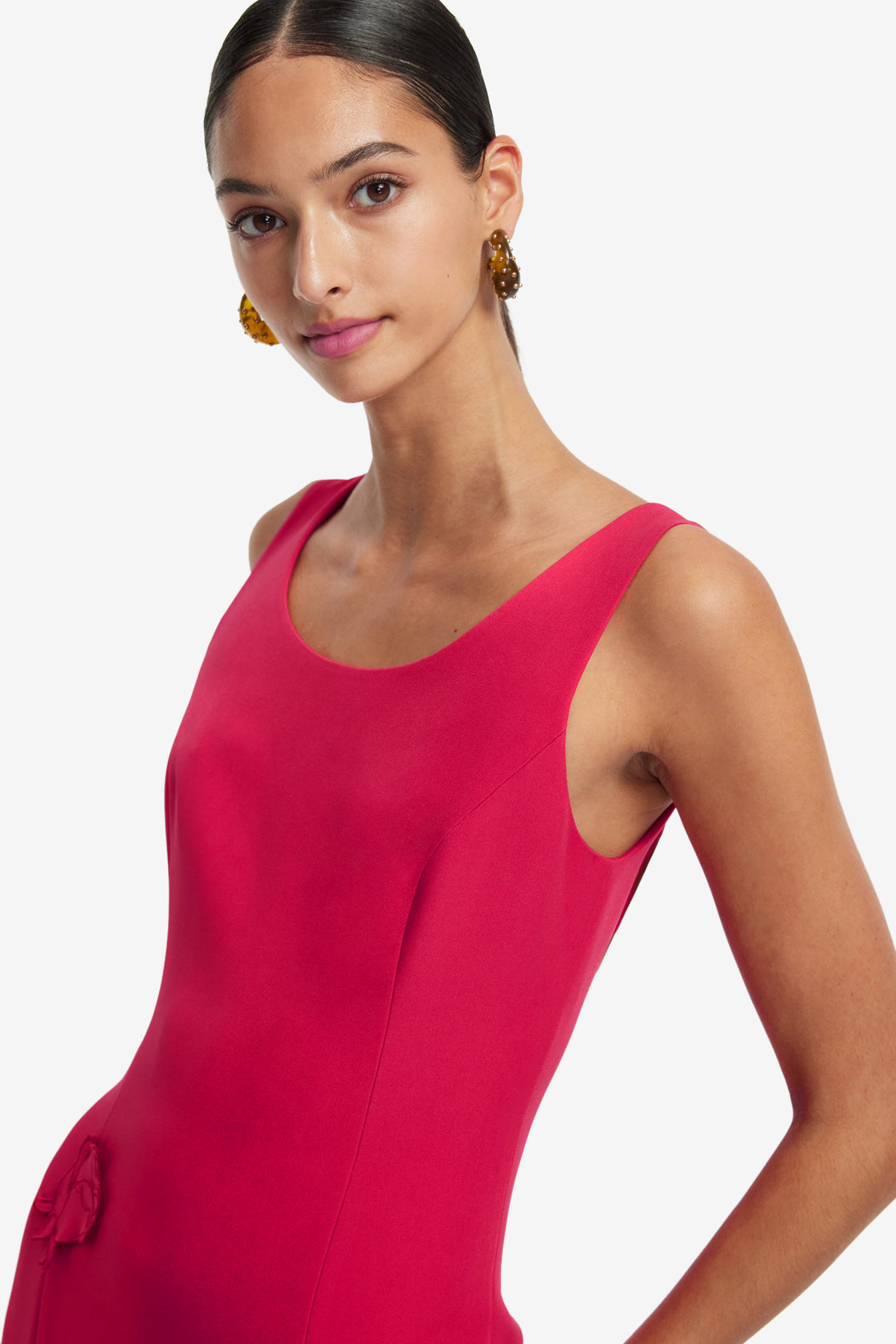 Emily Appliqu Midi Dress - Scarlet LEO LIN Emily Appliqu Midi Dress - Scarlet LEO LIN