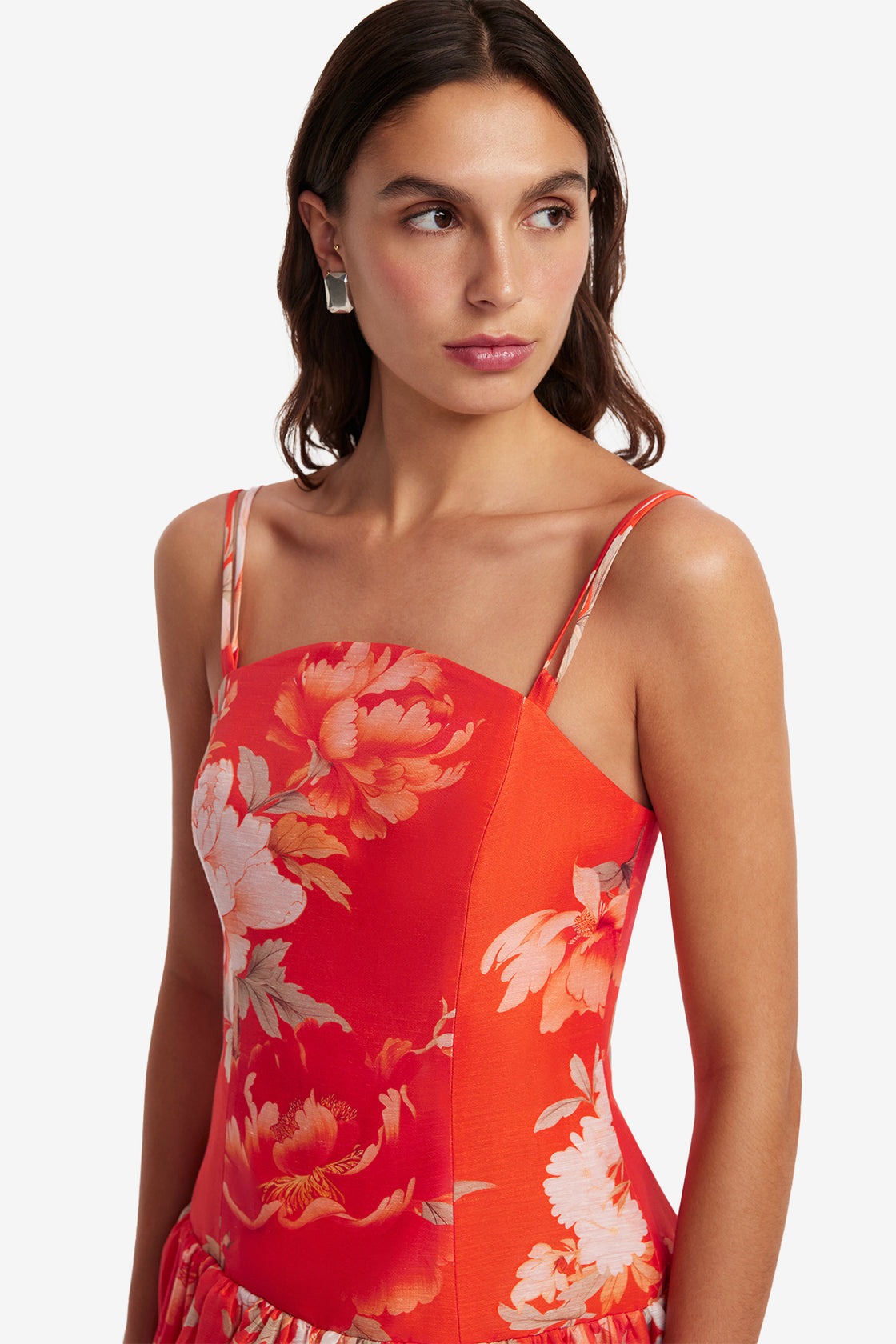 Exclusive LEO LIN Lorena Ruffled Mini Dress - Saffron Peony Print