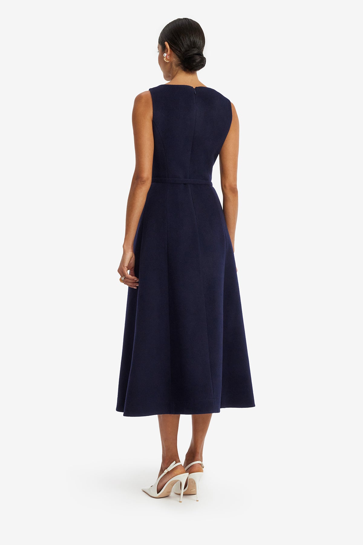 Cleo Appliqué Wool Sleeveless Midi Dress - Midnight – LEO LIN