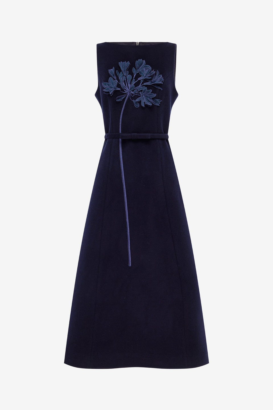 Cleo Applique Wool Sleeveless Midi Dress - Midnight Dress Midi