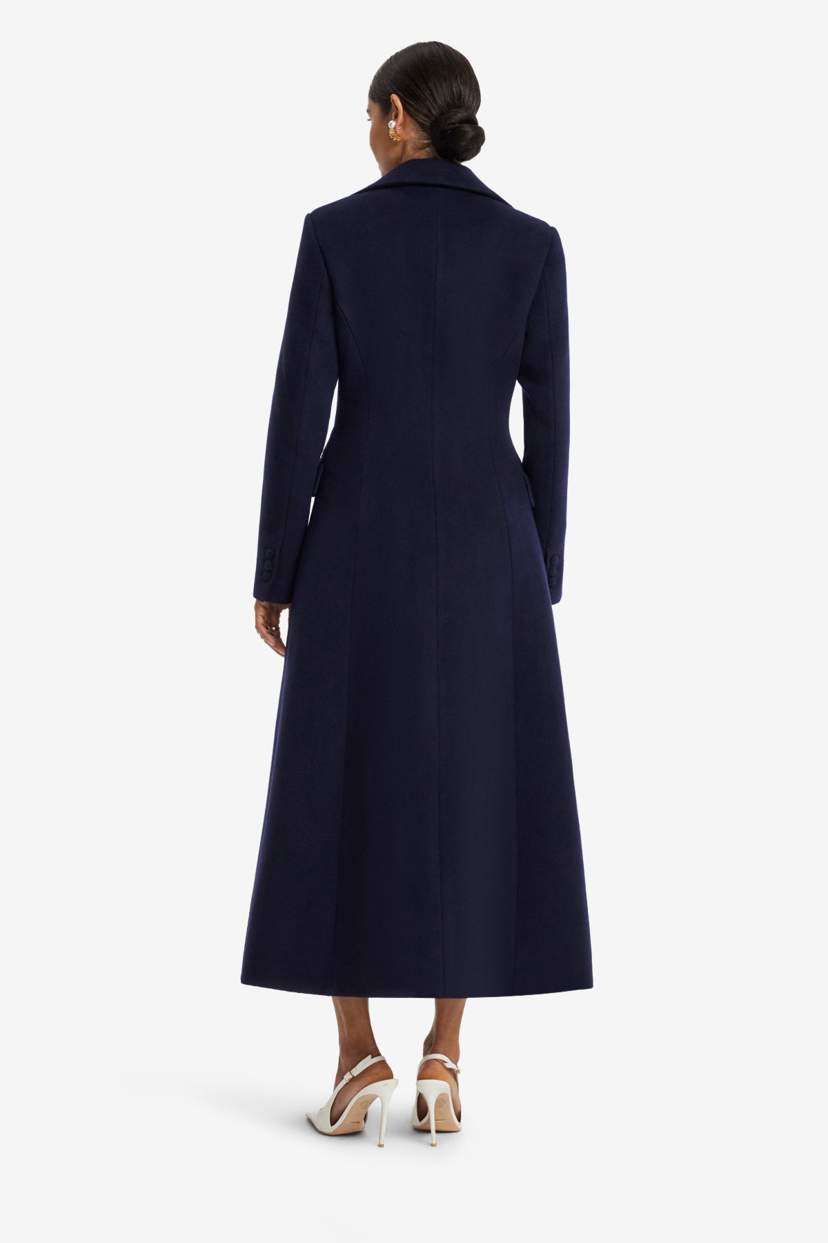 Elara Appliqué Wool Coat - Midnight – LEO LIN
