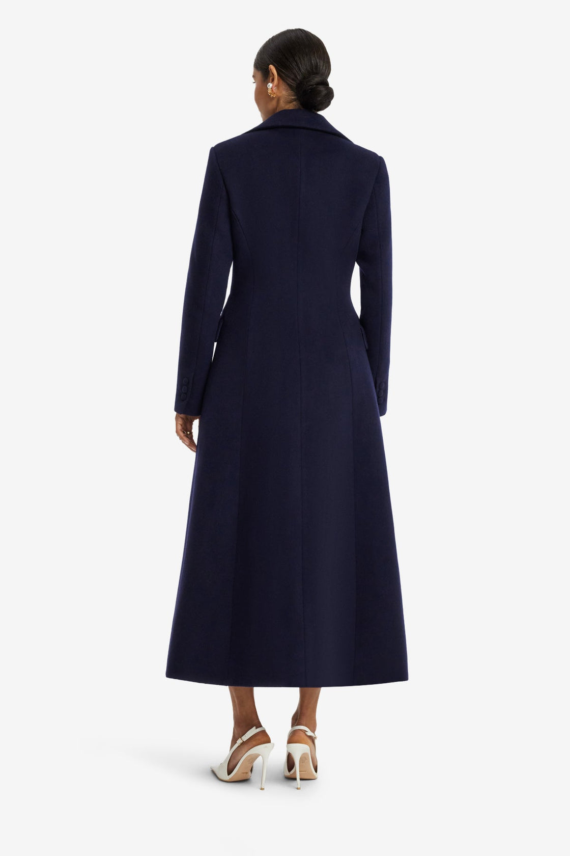 Elara Applique Wool Coat - Midnight Coats