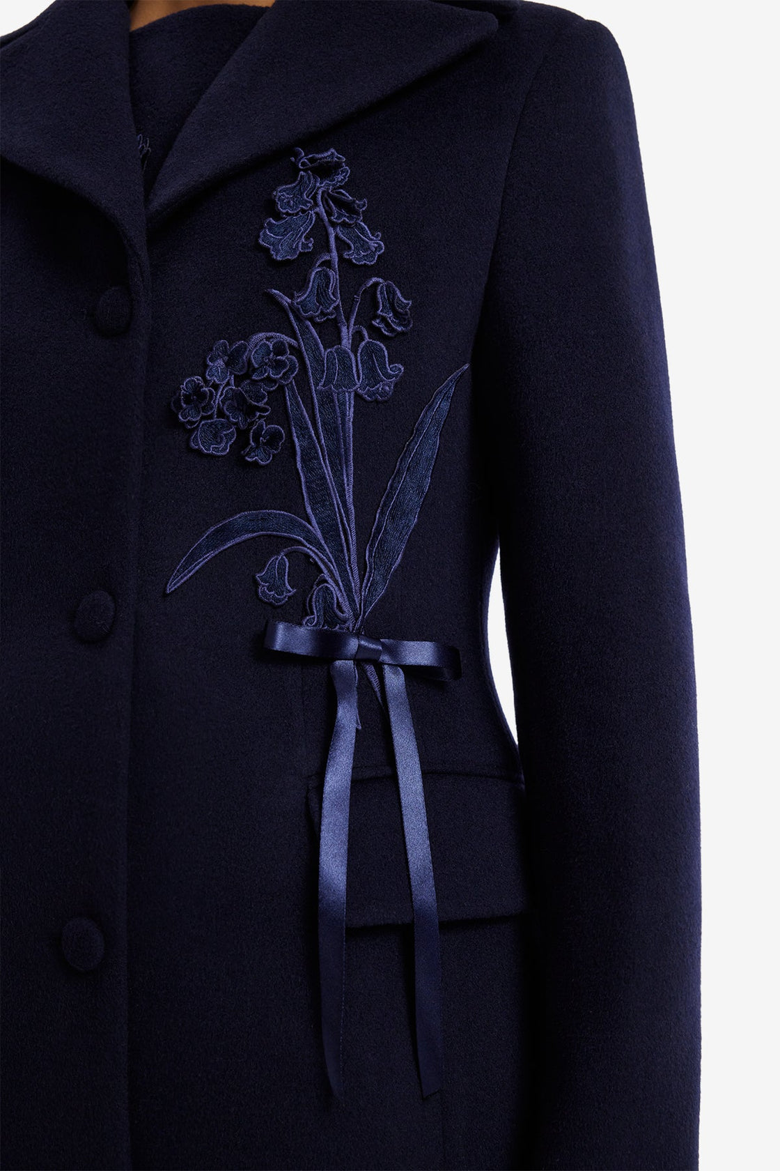 Elara Applique Wool Coat - Midnight Coats
