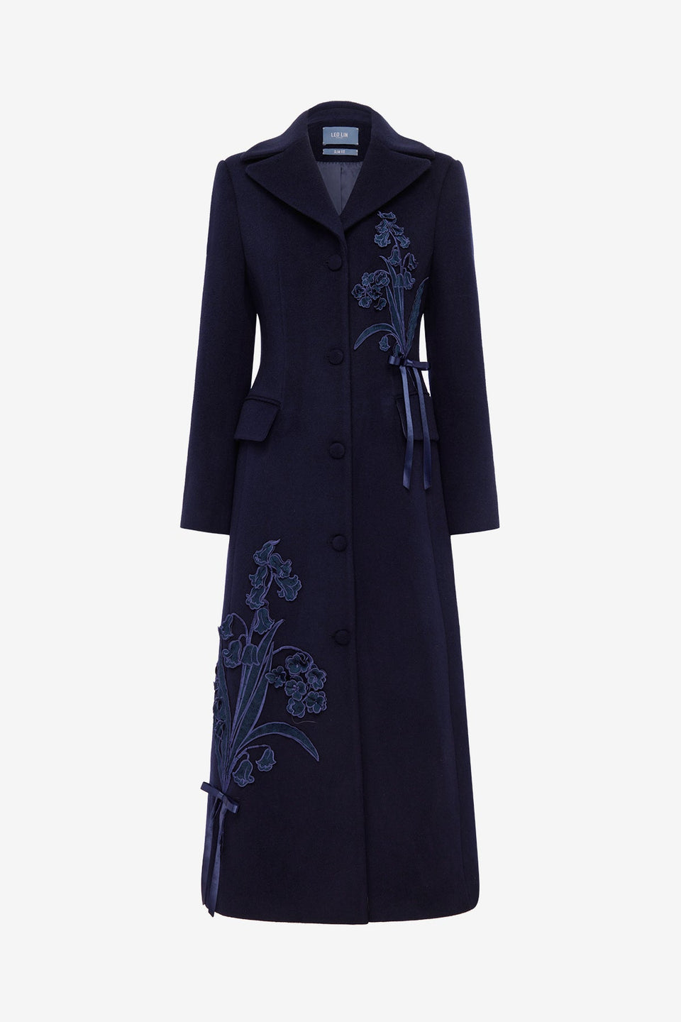Elara Applique Wool Coat - Midnight Coats