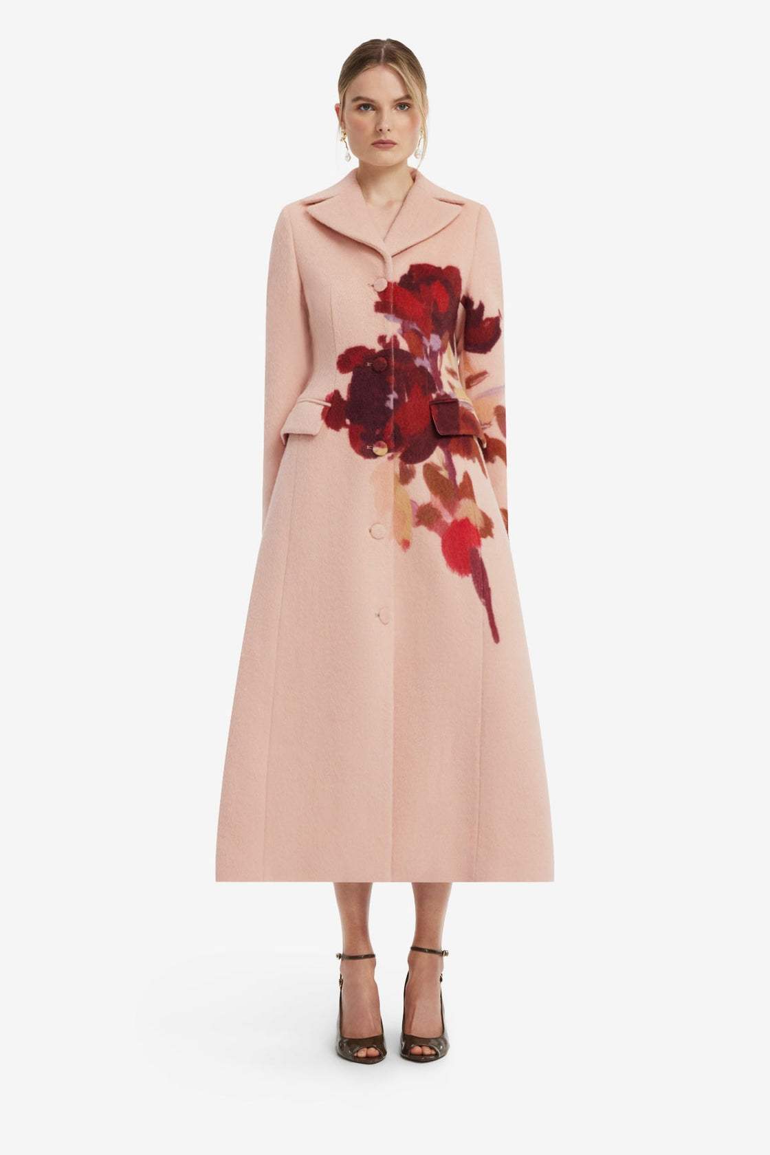 Elara Wool Coat - Reverie Print in Nectar Coats