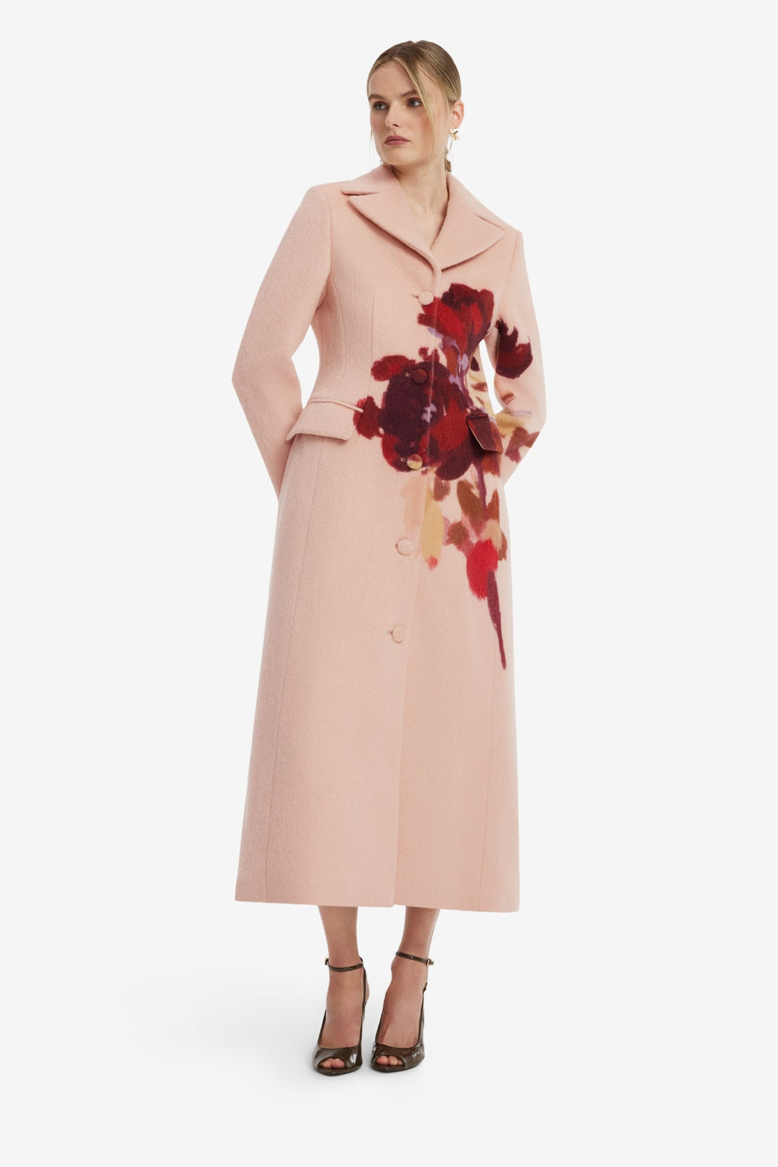 Elara Wool Coat - Reverie Print in Nectar Coats