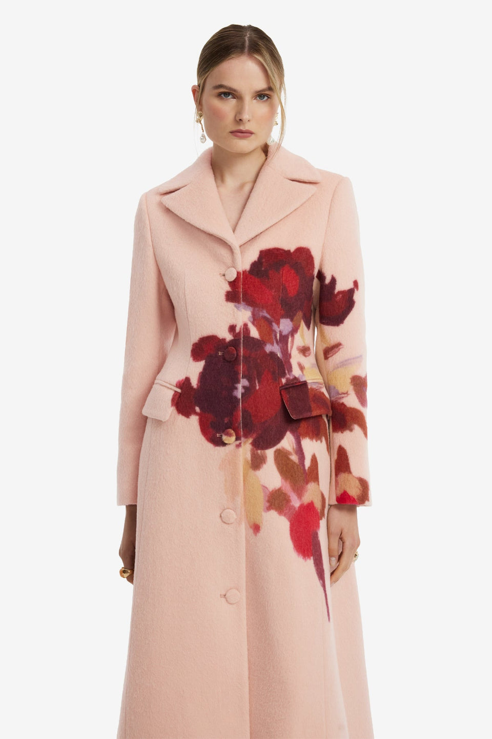 Elara Wool Coat - Reverie Print in Nectar Coats