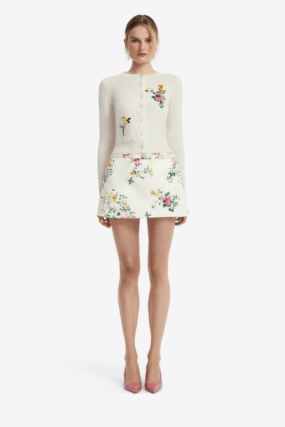 Nori Mini Skort - Posy Print in Snow Skirt