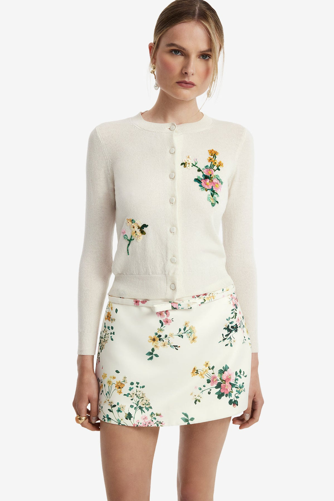 Nori Mini Skort - Posy Print in Snow Skirt