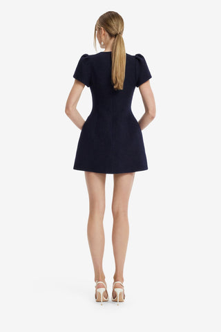 Carina Applique Tweed Mini Dress - Midnight Dress Mini