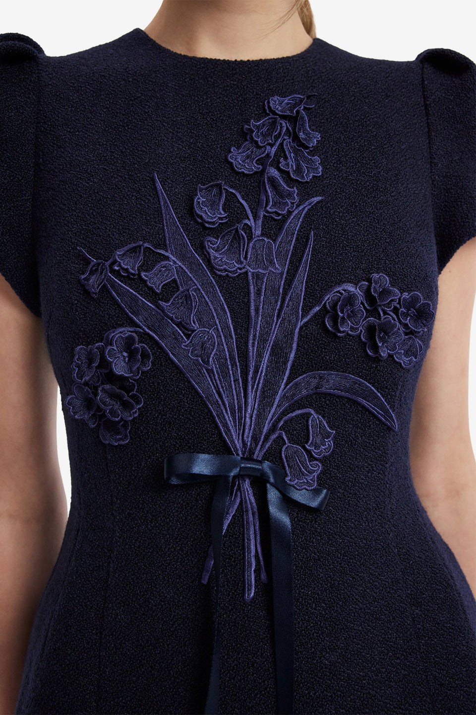 Carina Applique Tweed Mini Dress - Midnight Dress Mini