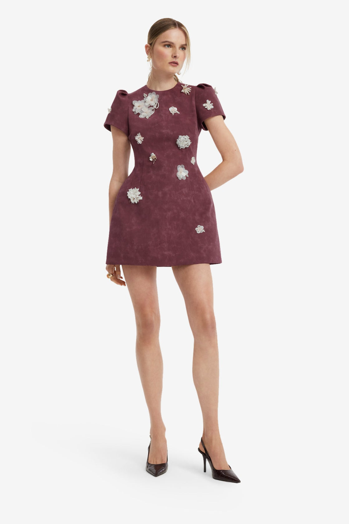 Carina Embellished Vegan Suede Mini Dress - Mahogany Dress Mini