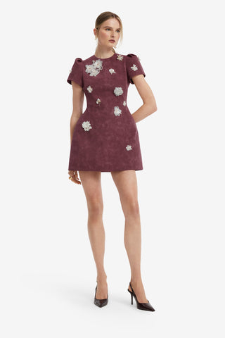 Carina Embellished Vegan Suede Mini Dress - Mahogany Dress Mini