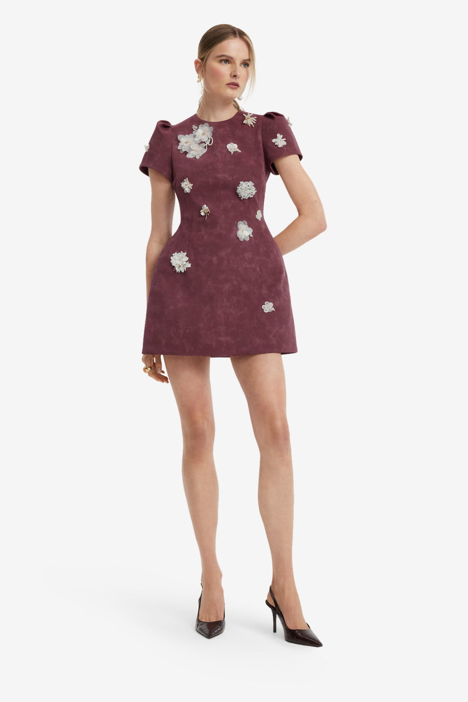 Carina Embellished Vegan Suede Mini Dress - Mahogany Dress Mini
