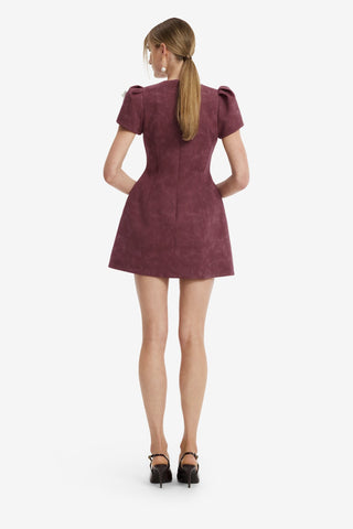 Carina Embellished Vegan Suede Mini Dress - Mahogany Dress Mini