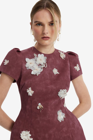 Carina Embellished Vegan Suede Mini Dress - Mahogany Dress Mini