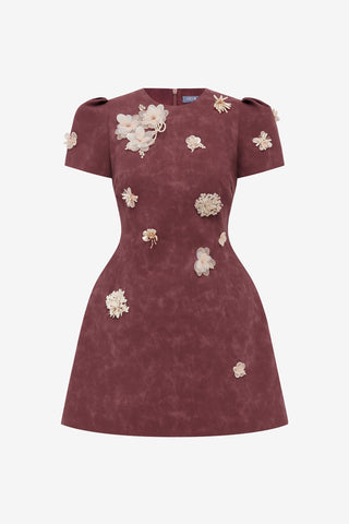 Carina Embellished Vegan Suede Mini Dress - Mahogany Dress Mini