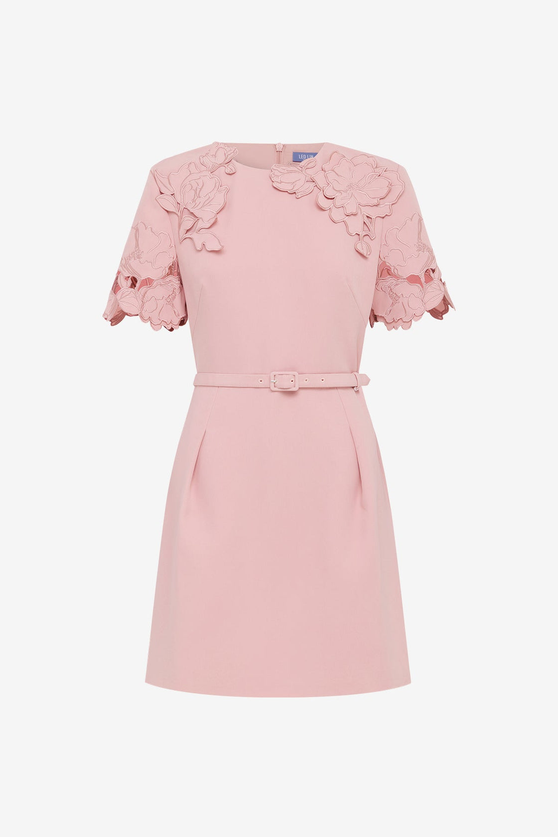 Aurelie Applique Short Sleeve Mini Dress - Rose Dress Mini