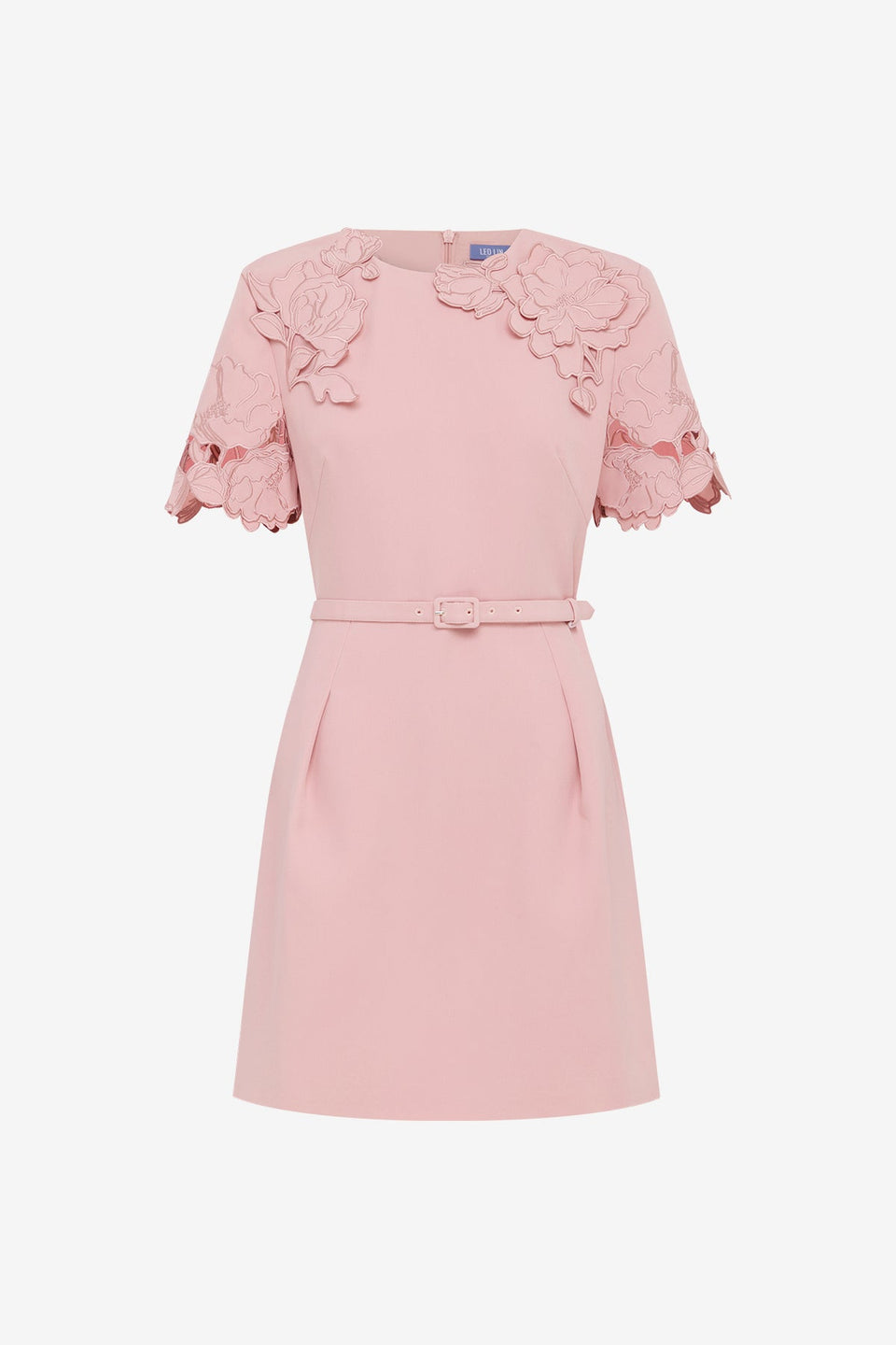 Aurelie Applique Short Sleeve Mini Dress - Rose Dress Mini