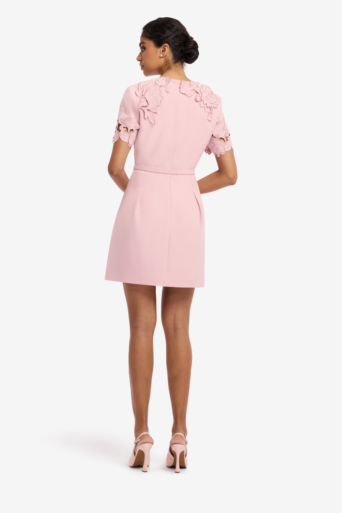 Aurelie Applique Short Sleeve Mini Dress - Rose – LEO LIN