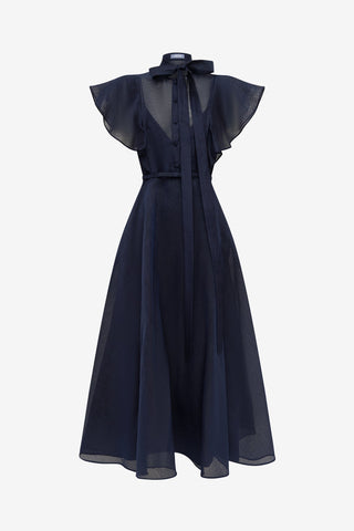 Elsie Flutter Sleeve Midi Dress - Midnight Dress Midi