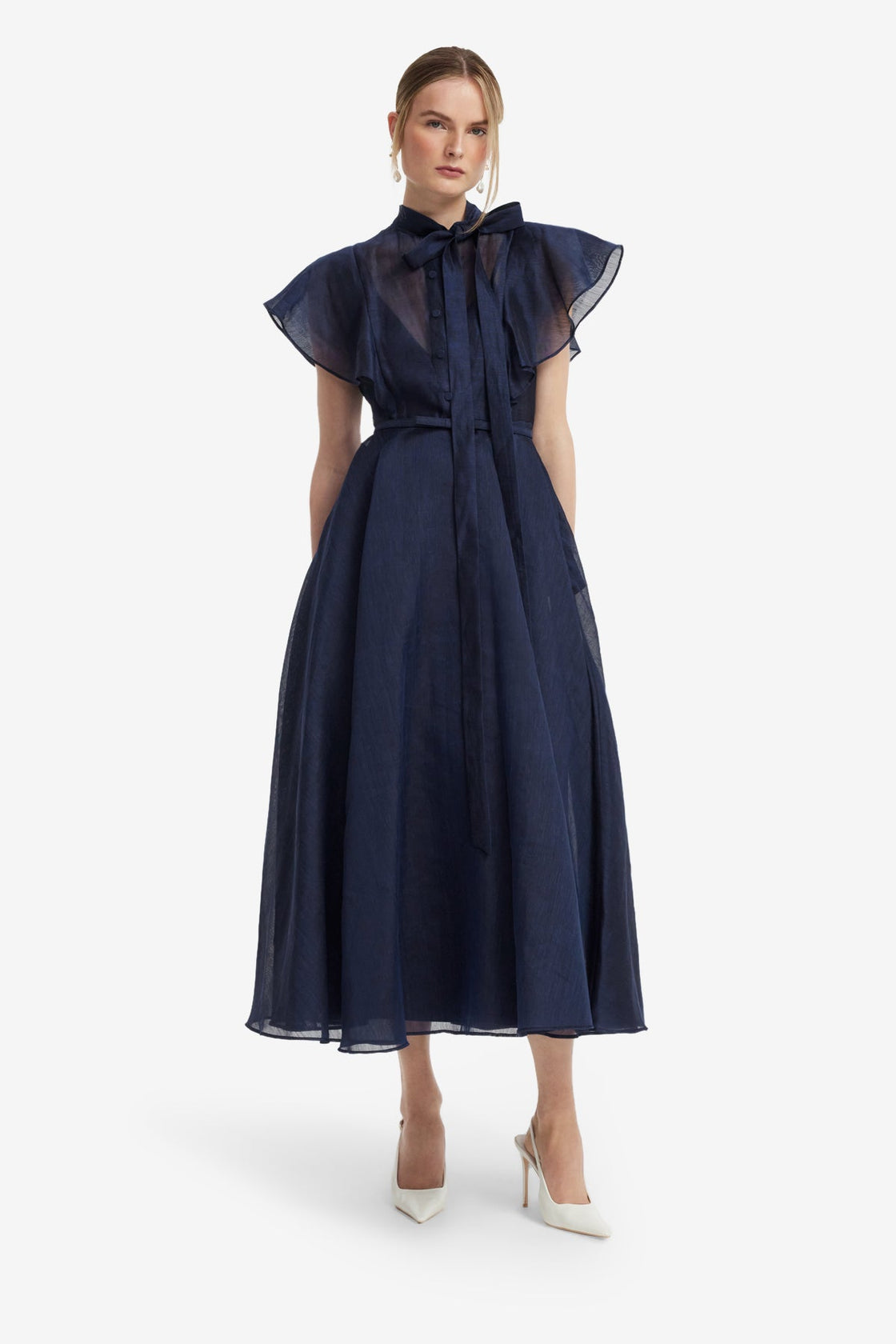 Elsie Flutter Sleeve Midi Dress - Midnight Dress Midi