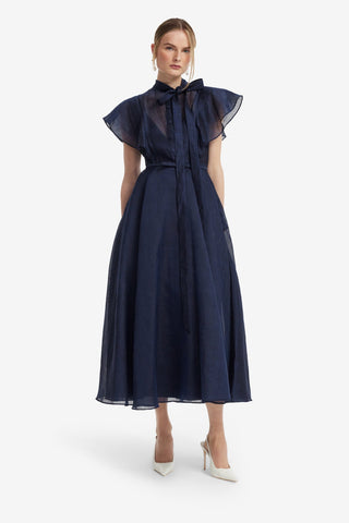 Elsie Flutter Sleeve Midi Dress - Midnight Dress Midi
