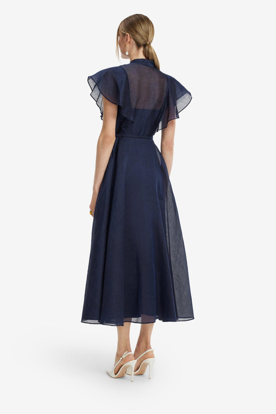 Elsie Flutter Sleeve Midi Dress - Midnight Dress Midi